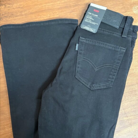 LEVIS 726 HIGH RISE FLARE MIDNIGHT GAZE BLACK NWT $89 25 w - Picture 9 of 10